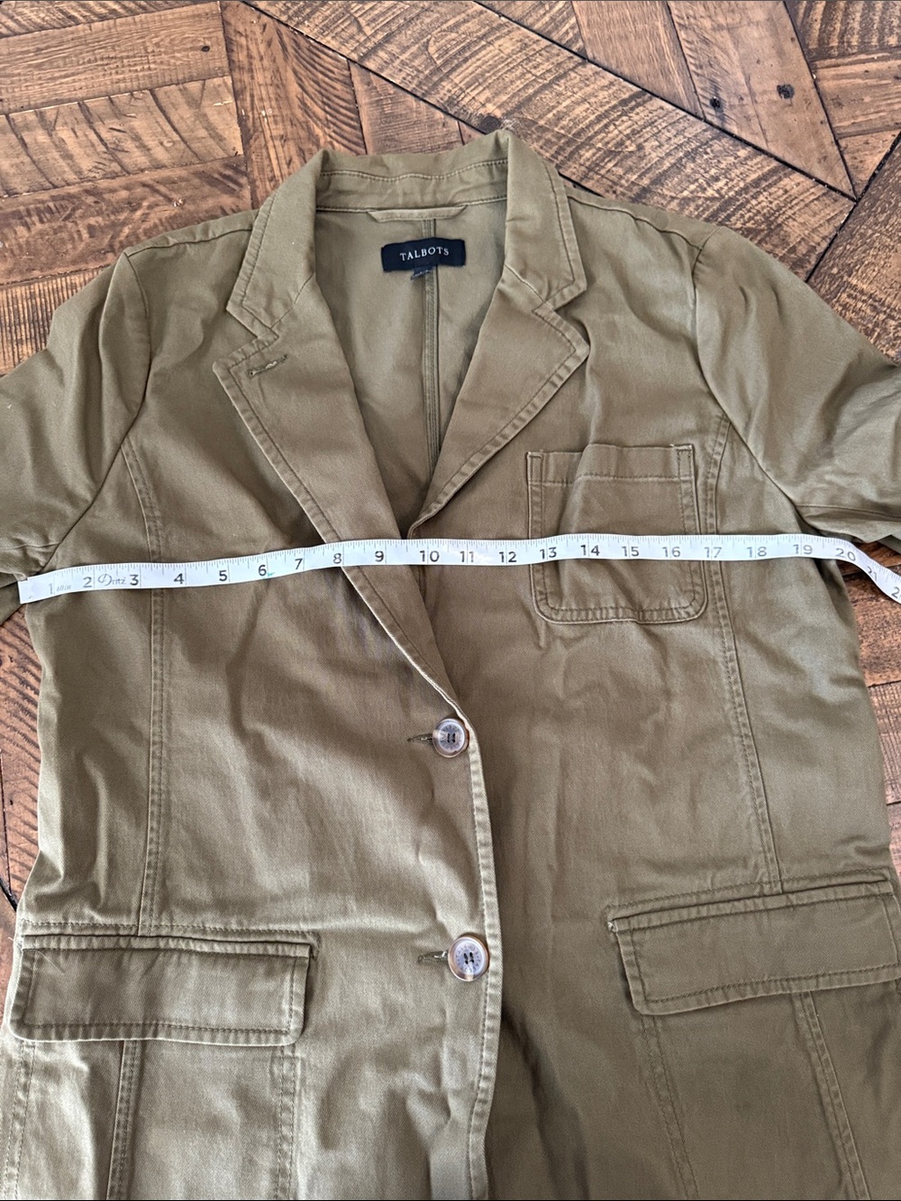 Talbots Olive Green Women's Tailored Cotton Blazer Jacket CASUAL WASHED BLAZER - Picture 14 of 16